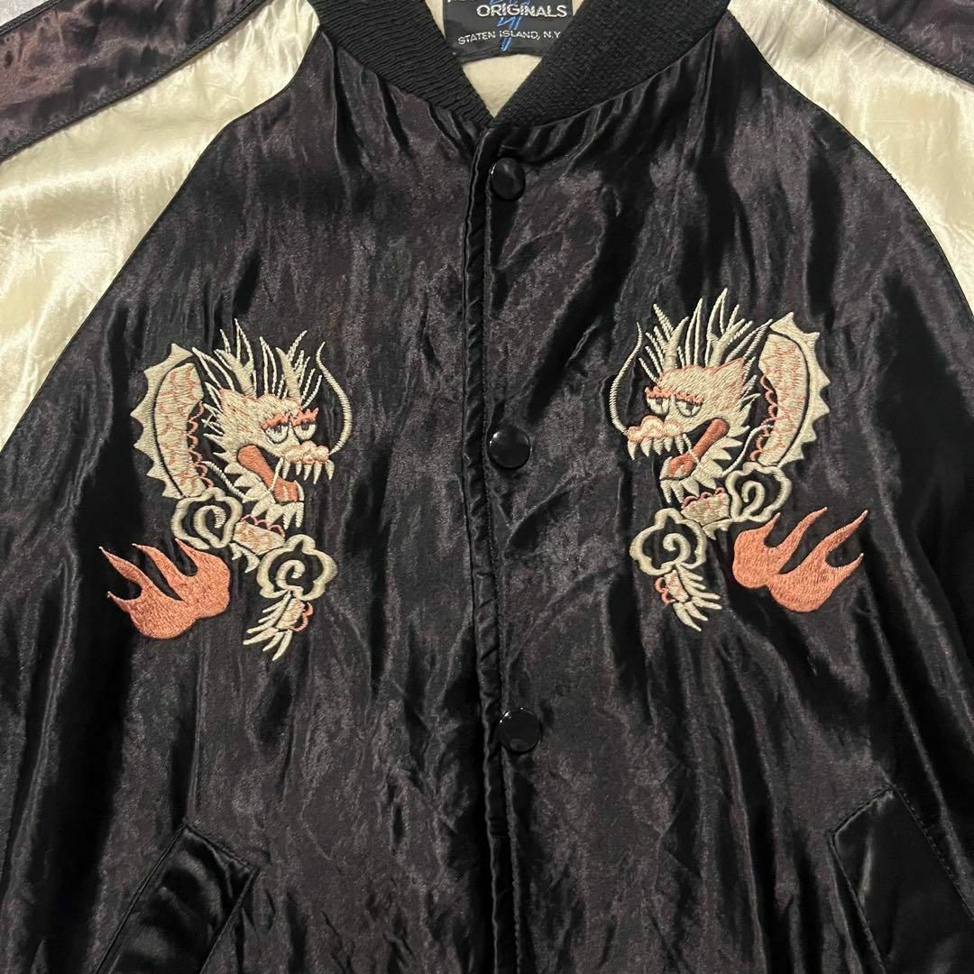 VINTAGE - 70s スカジャン 龍 日本地図 刺繍 ブラック VINTAGE - 70s スカジャン 龍 日本地図 刺繍 ブラック