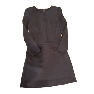 フォクシーニューヨーク(FOXEY NEW YORK)のFOXEY　紺　長袖ワンピース　40(ひざ丈ワンピース)