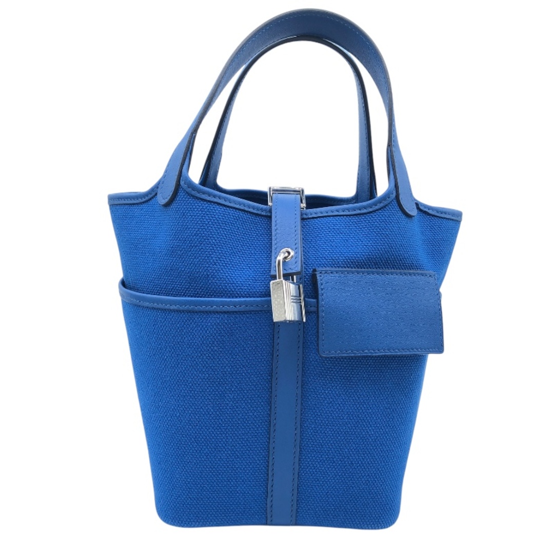 HERMES - 　エルメス HERMES ピコタンロックPM　カーゴ Z刻 ブルーフランス SV金具 トワル/スイフト レディース ハンドバッグ