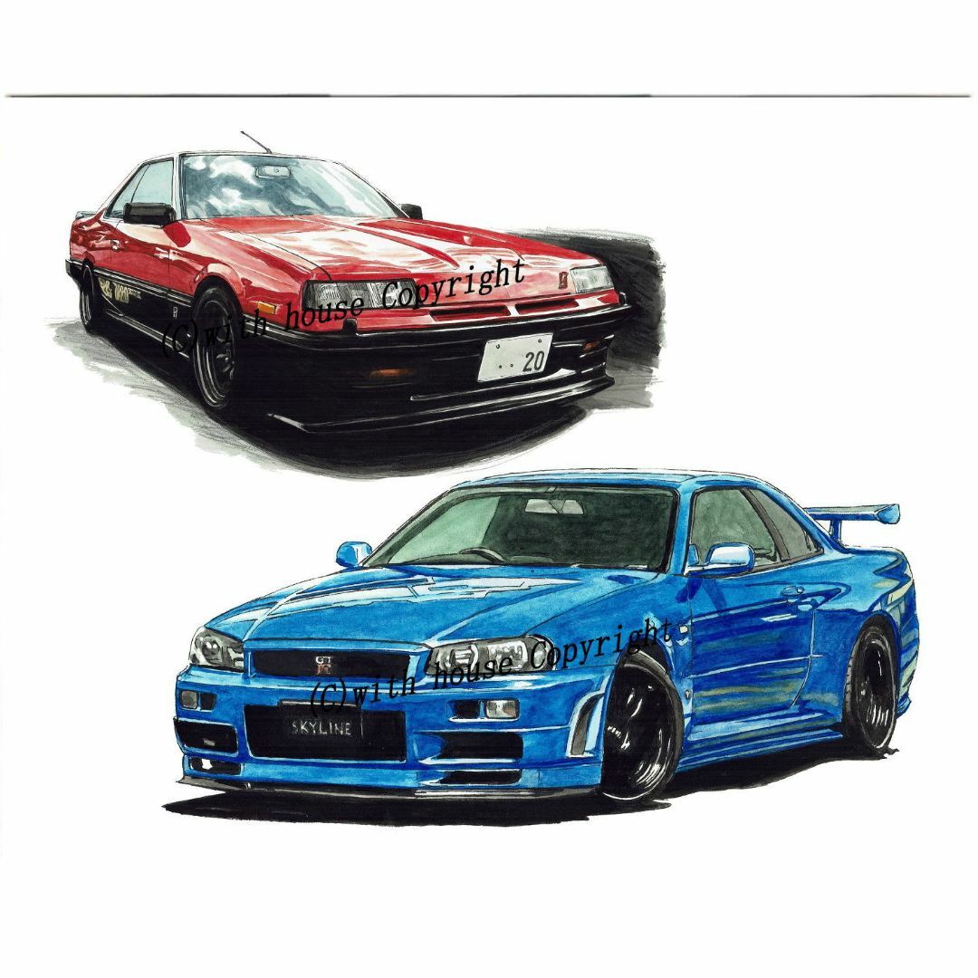 日産 - NC-1372スカイラインRS/R34限定版画サイン有額装済作家平右ヱ門