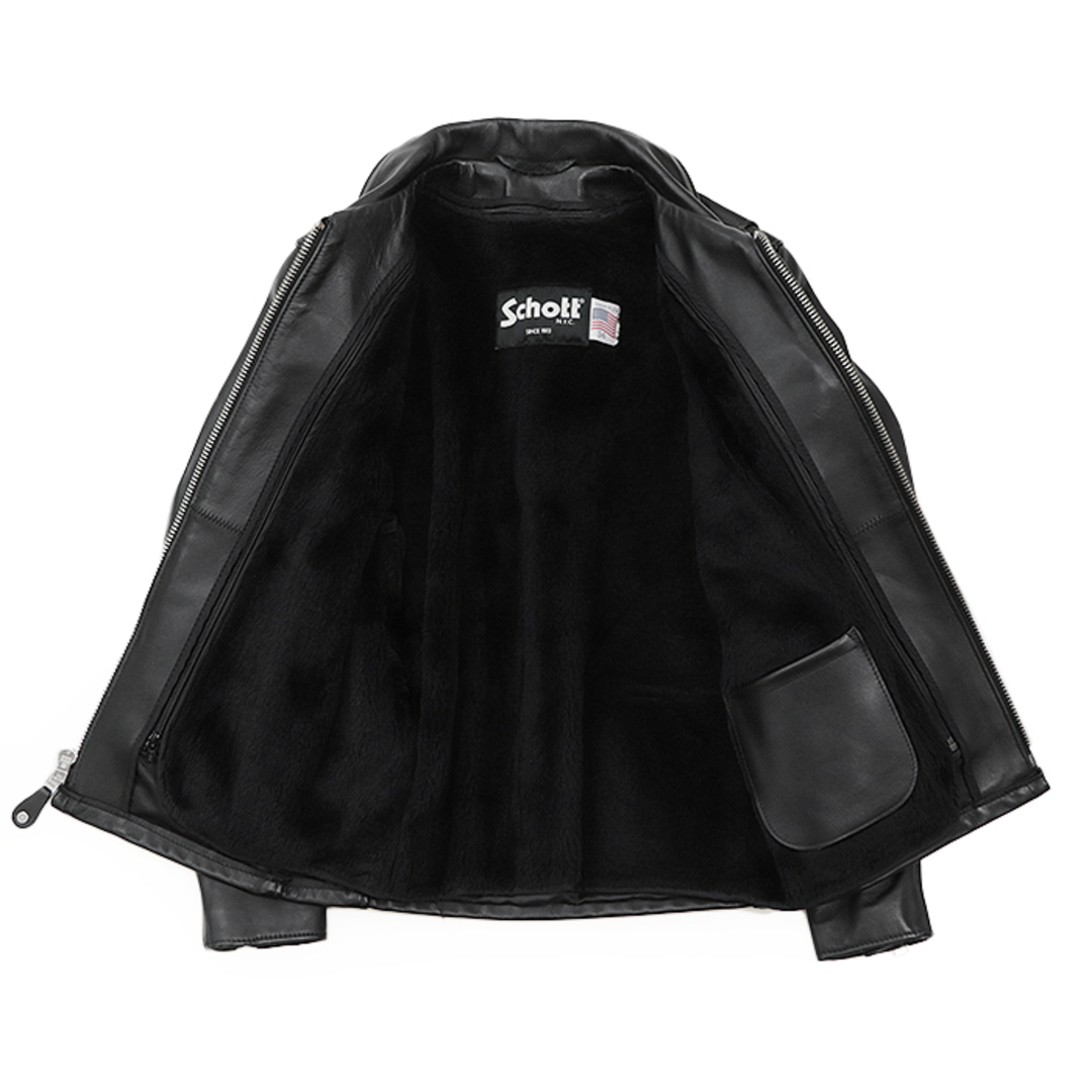 schott - ショット フリースライナー付 レザー シングル 襟付き schott - ショット フリースライナー付 レザー シングル 襟付き