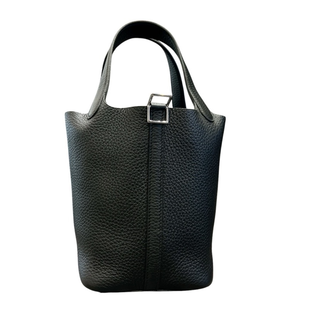 HERMES - 　エルメス HERMES ピコタンロックPM W刻 ブラック シルバー金具 トリヨン レディース ハンドバッグ