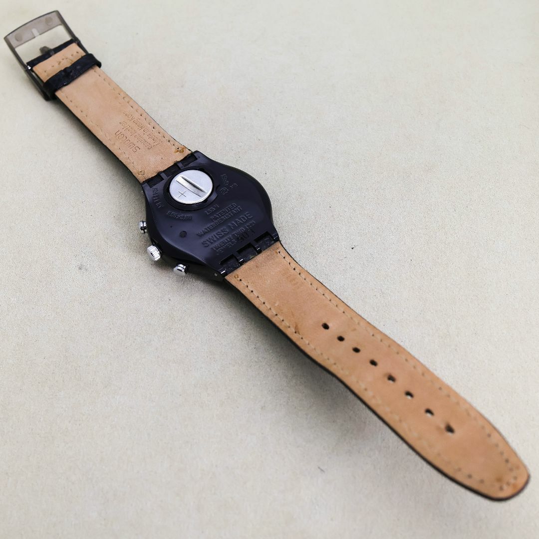 稼働 swatch 腕時計 クロノグラフ レザーベルト 新品電池 稼働 swatch 腕時計 クロノグラフ レザーベルト 新品電池