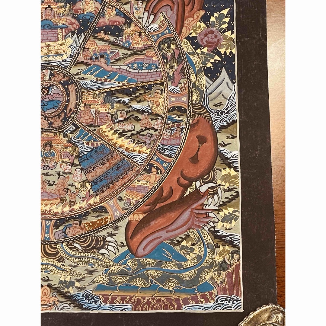 手描き肉筆画 チベット密教 新品 タンカ 曼荼羅 一点物 六道輪廻 D3 手描き肉筆画 チベット密教 新品 タンカ 曼荼羅 一点物 六道輪廻 D3
