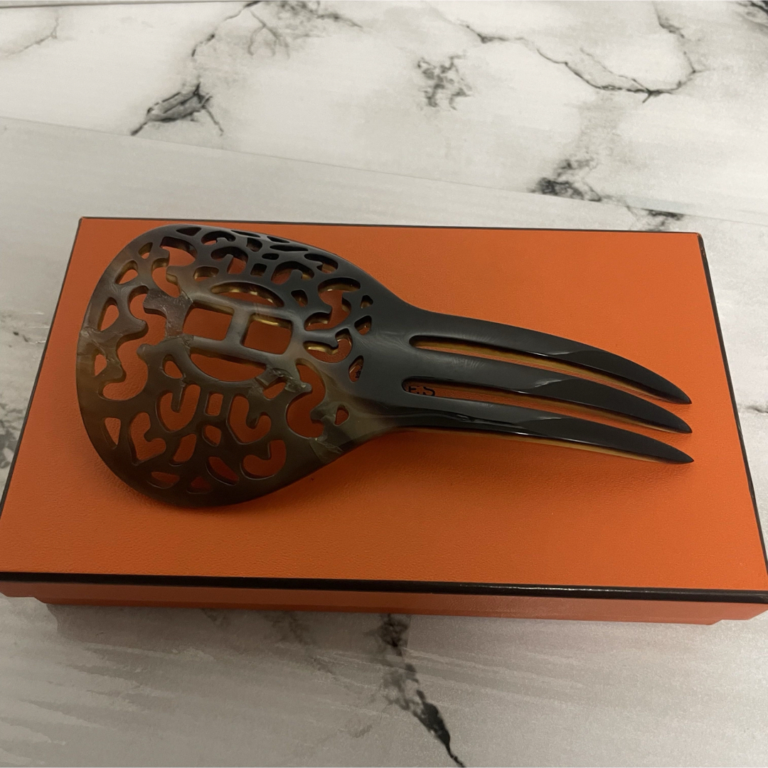 バッファローホーン】4 HERMES エルメス ロカイユ簪 かんざし バッファローホーン】4 HERMES エルメス ロカイユ簪 かんざし