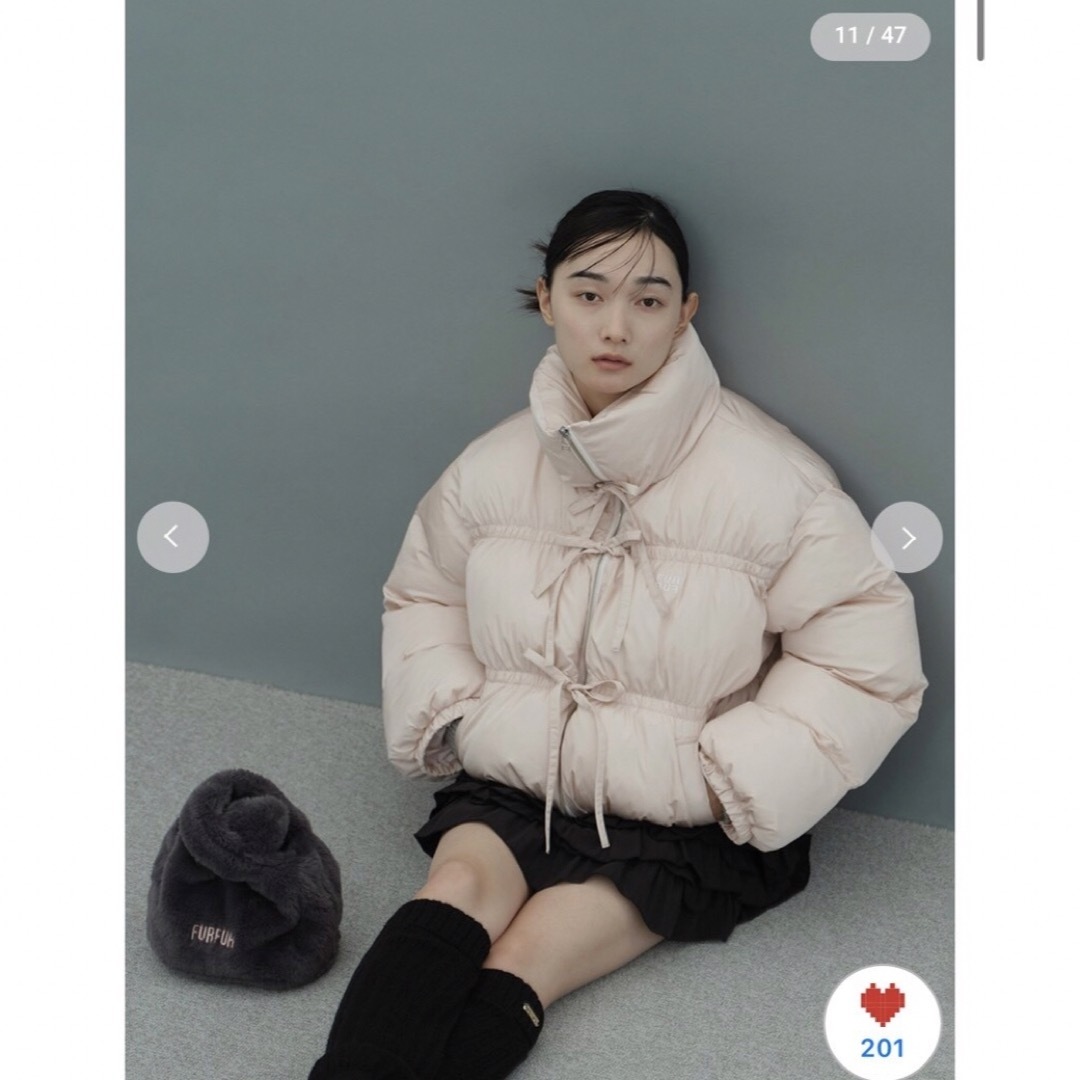 fur fur - 新品タグ付◉ FURFURリボンショートダウン ピンクの fur fur - 新品タグ付◉ FURFURリボンショートダウン ピンクの