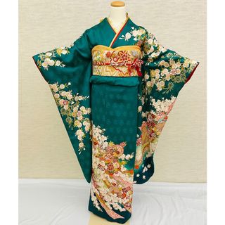 振袖　振袖フルセット　グリーン系　緑　熨斗柄　鞠　桜　正絹