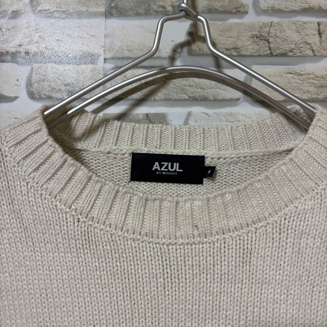 AZUL by moussy(アズールバイマウジー)のAZUL BY MOUSSY ブランケットステッチニット　プルオーバー　メンズM メンズのトップス(ニット/セーター)の商品写真