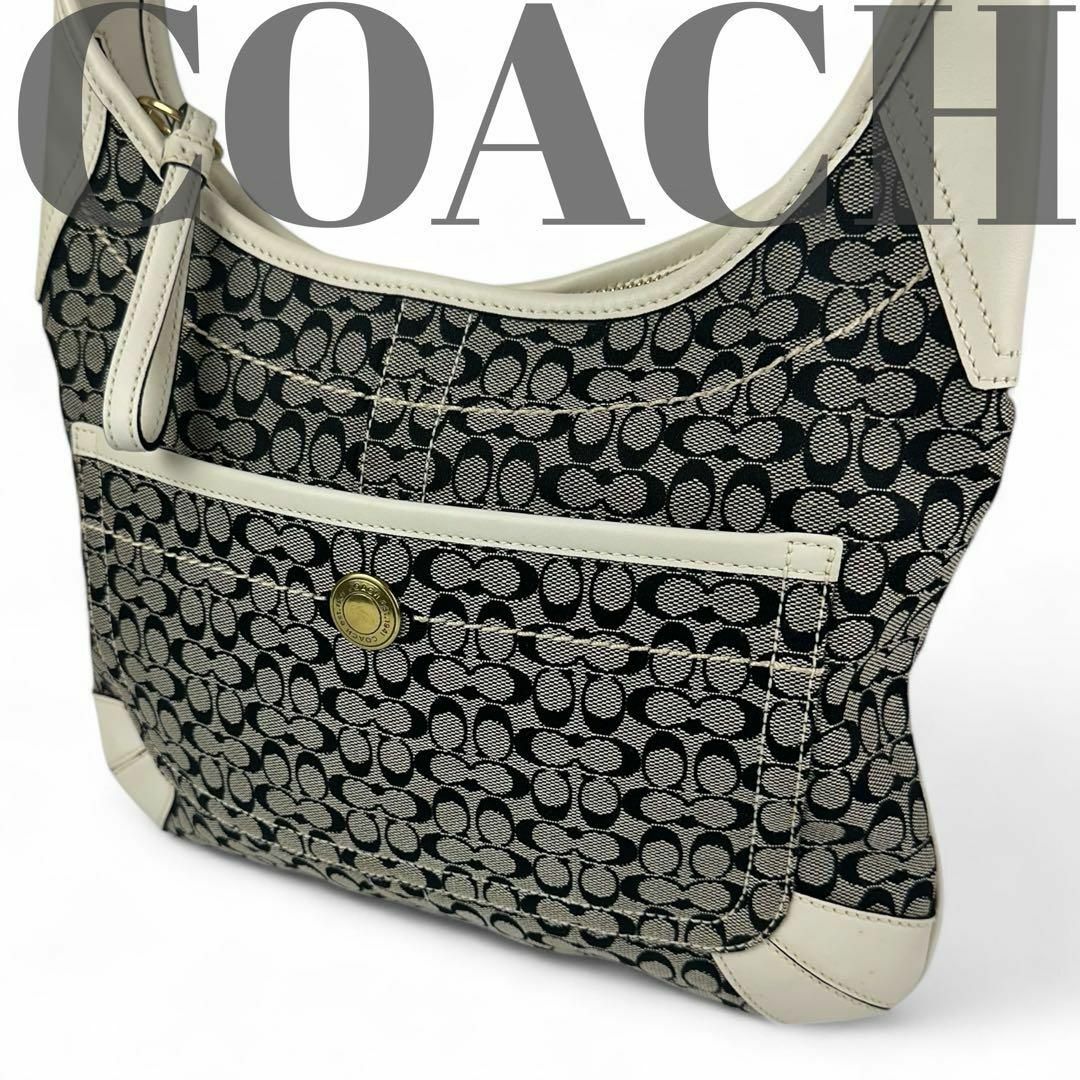 COACH - 【美品】コーチ ショルダーバッグ シグネチャー レザー 黒 10775 C18