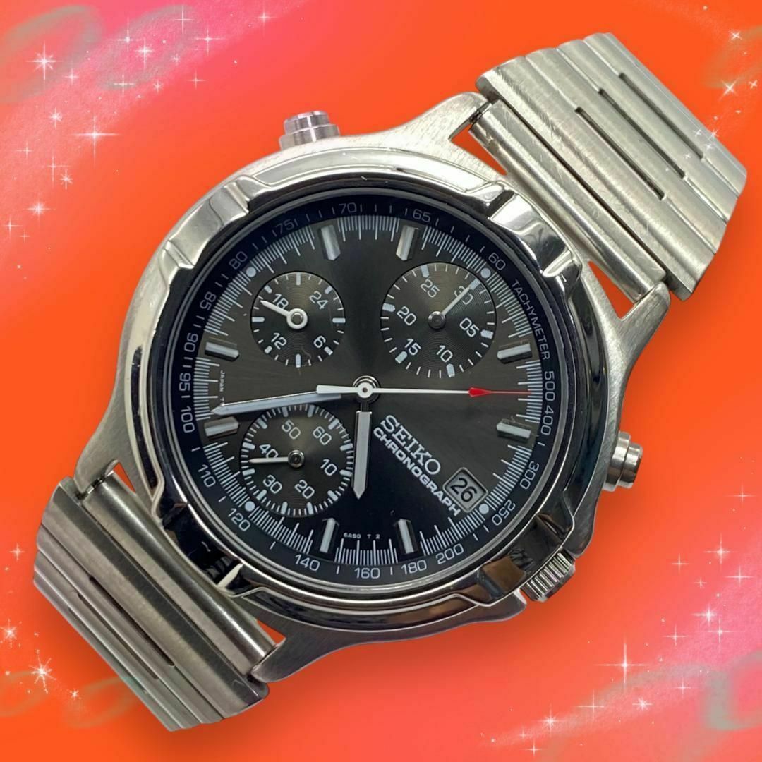 美品 稼動品》 セイコー メンズ腕時計 クロノグラフ スモセコ 美品 稼動品》 セイコー メンズ腕時計 クロノグラフ スモセコ