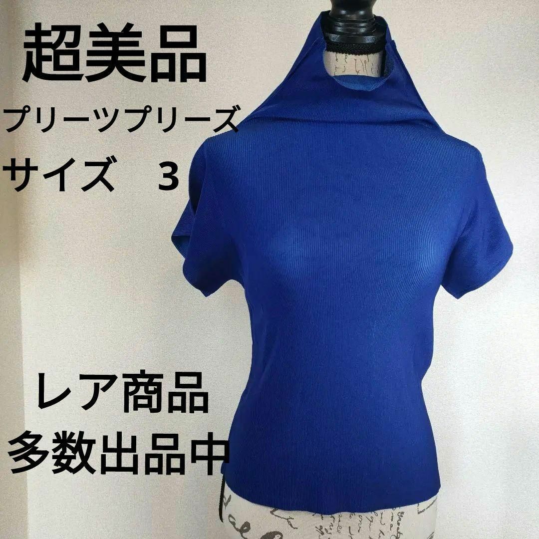 た13 超美品 プリーツプリーズ イッセイミヤケ 半袖 カットソー 青 3 た13 超美品 プリーツプリーズ イッセイミヤケ 半袖 カットソー 青 3