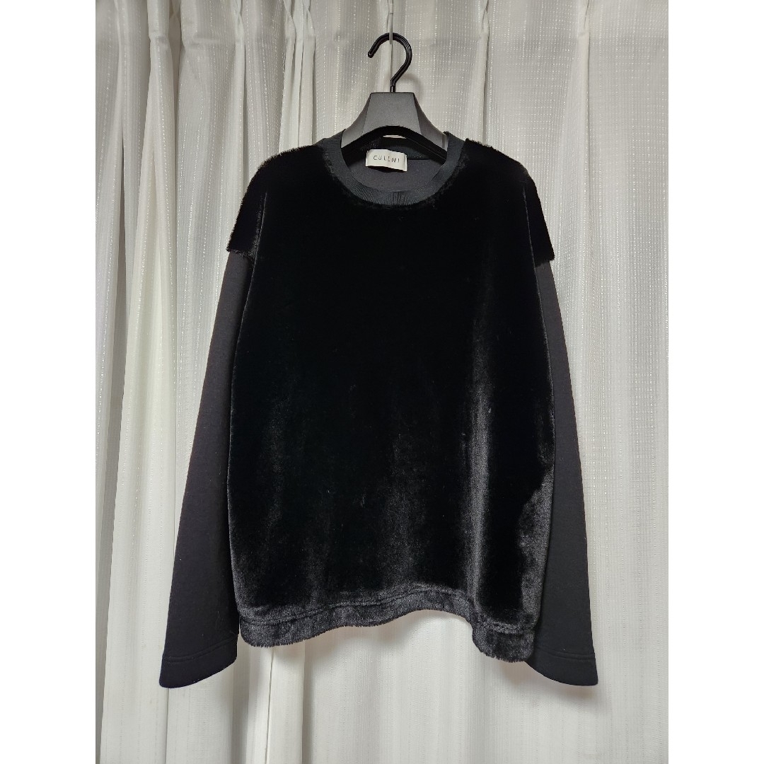 美品】クルニ 22AW Front Fur Mix Pullover 黒 2 美品】クルニ 22AW Front Fur Mix Pullover 黒 2