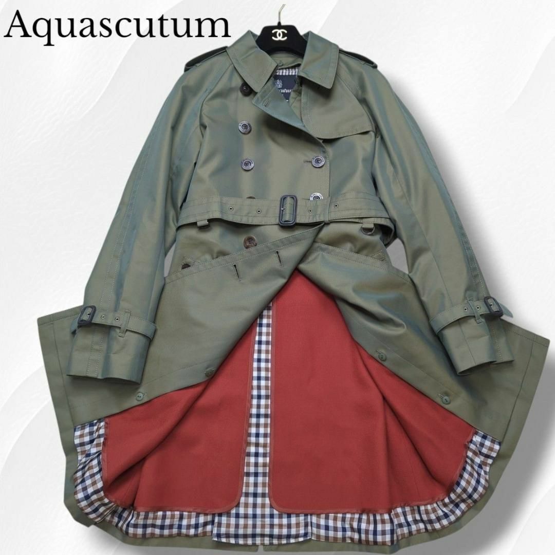 希少カラー Aquascutum トレンチコート カラーライナー 玉虫 ベルト 希少カラー Aquascutum トレンチコート カラーライナー 玉虫 ベルト
