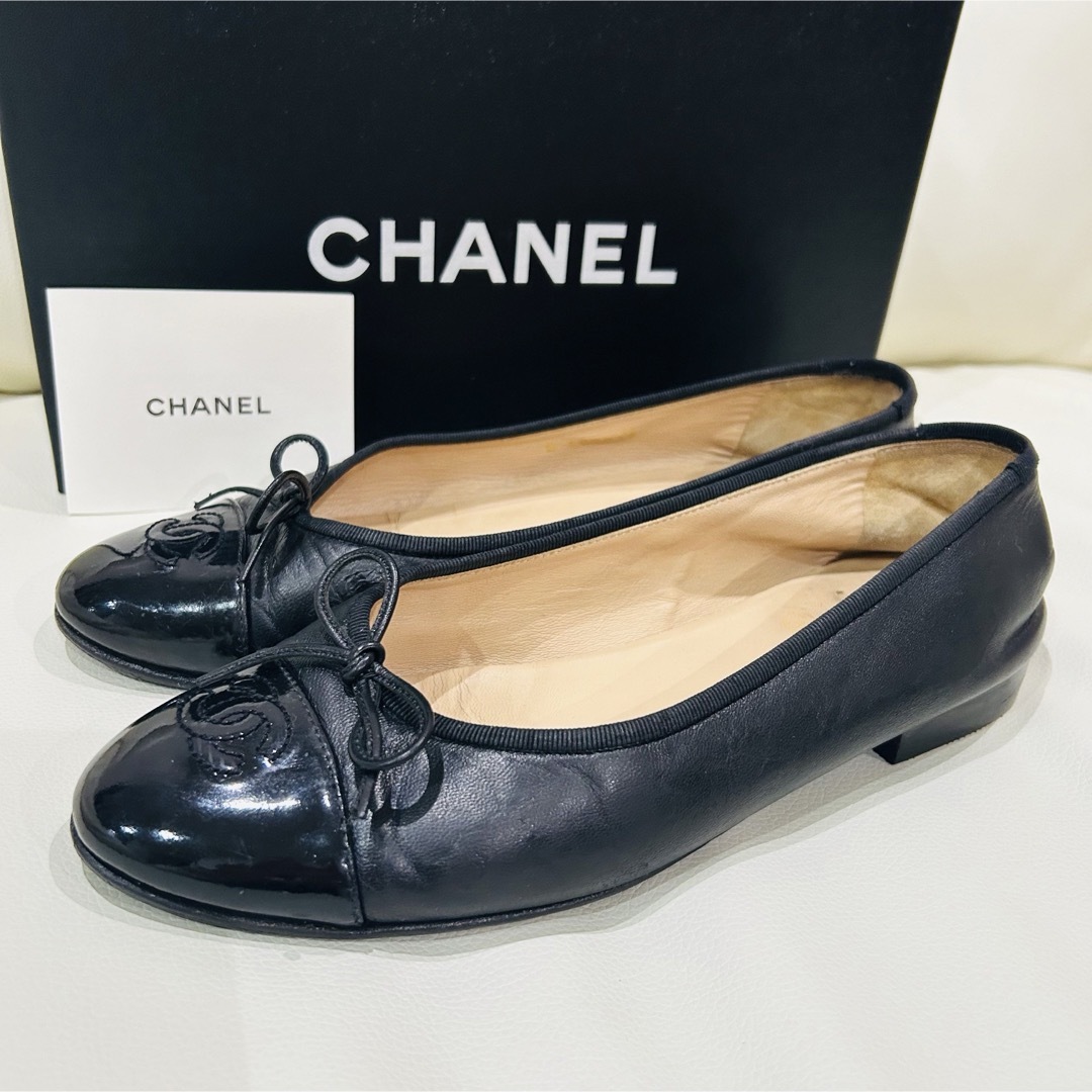 CHANEL 希少サイズ バレエシューズ 黒 39 25cm バレリーナ CHANEL 希少サイズ バレエシューズ 黒 39 25cm バレリーナ
