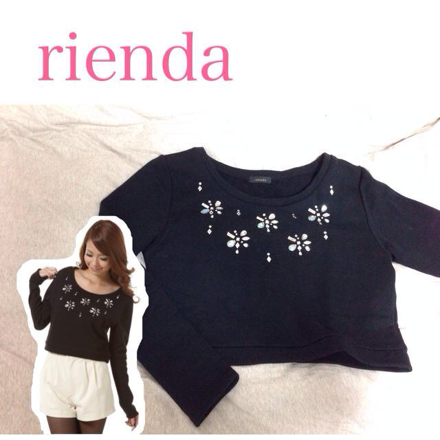 rienda(リエンダ)のrienda♥️ビジューショートTOP レディースのトップス(カットソー(長袖/七分))の商品写真