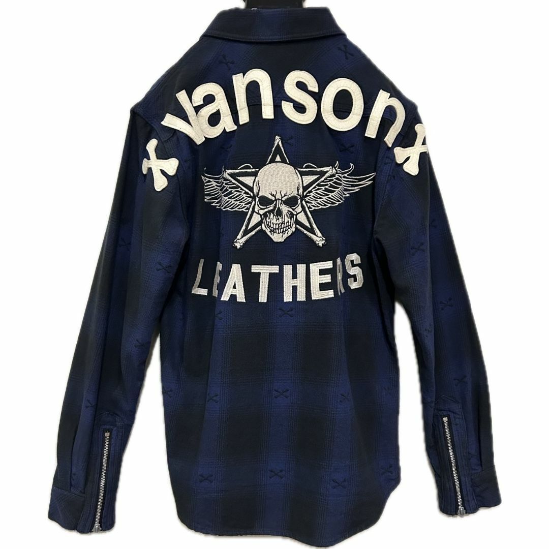 VANSON スター スカル 刺繍 チェック ネルジップ ジャケット M VANSON スター スカル 刺繍 チェック ネルジップ ジャケット M