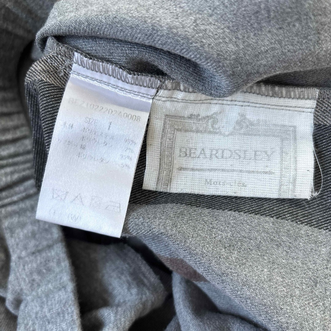 ☆BEARDSLEY♡ウエストニットチェック柄 ワイドパンツ グレー☆ ☆BEARDSLEY♡ウエストニットチェック柄 ワイドパンツ グレー☆