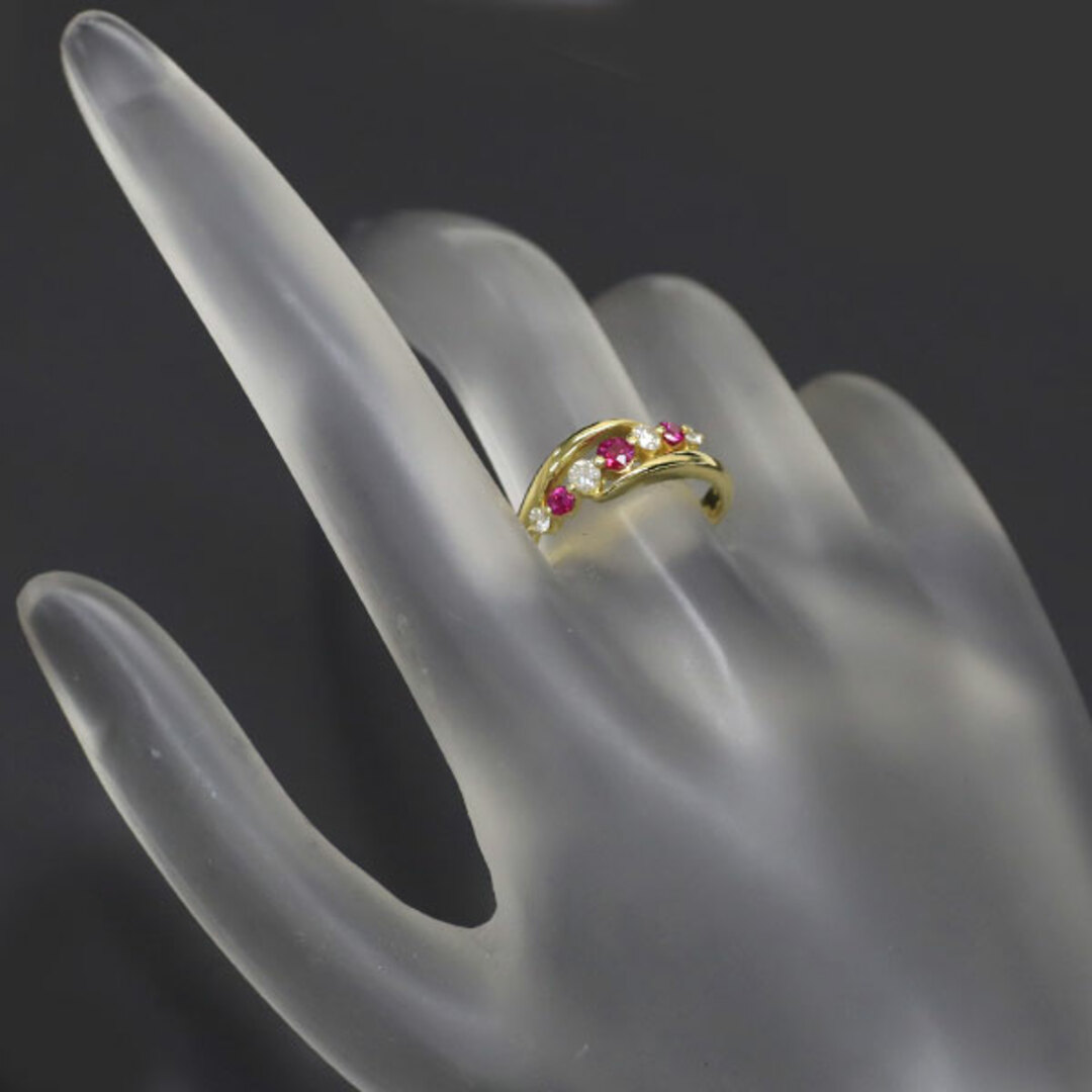 K18YG ルビー ダイヤモンド リング 0.23ct D0.20ct