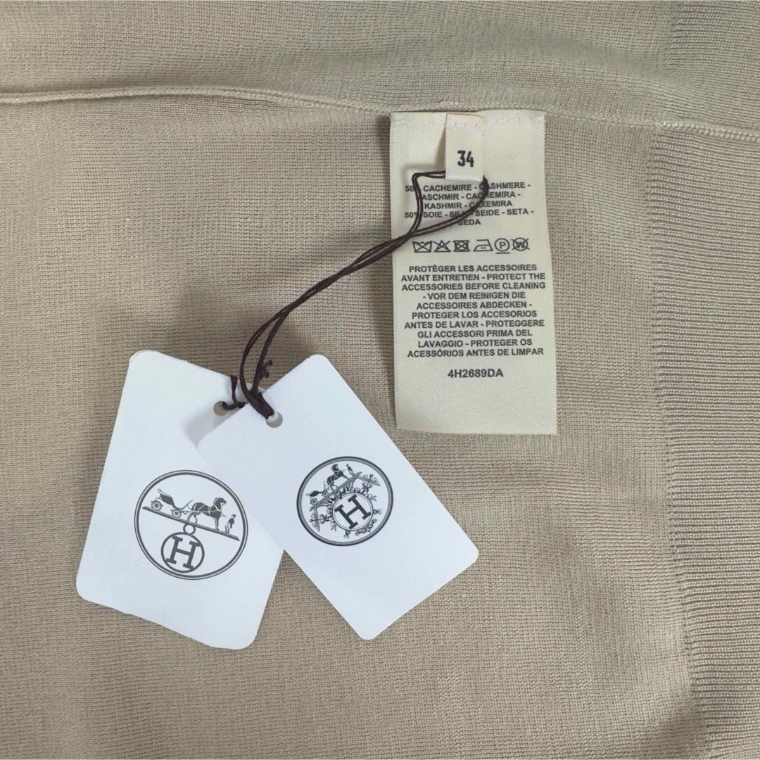 HERMES - 【タグ付新品未使用】HERMES カシミア半袖セーターの HERMES - 【タグ付新品未使用】HERMES カシミア半袖セーターの
