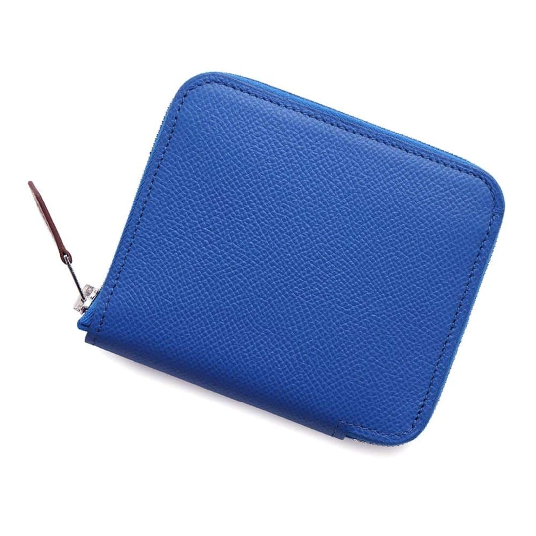 HERMES - エルメス コインケース アザップコンパクト シルクイン ブルーフランス/シルバー金具 エプソン Z刻印