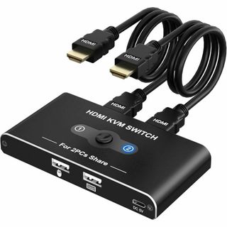 USB 切替器 KVMスイッチ HDMI 2入力1出力 パソコン2台モニター1台(映像用ケーブル)