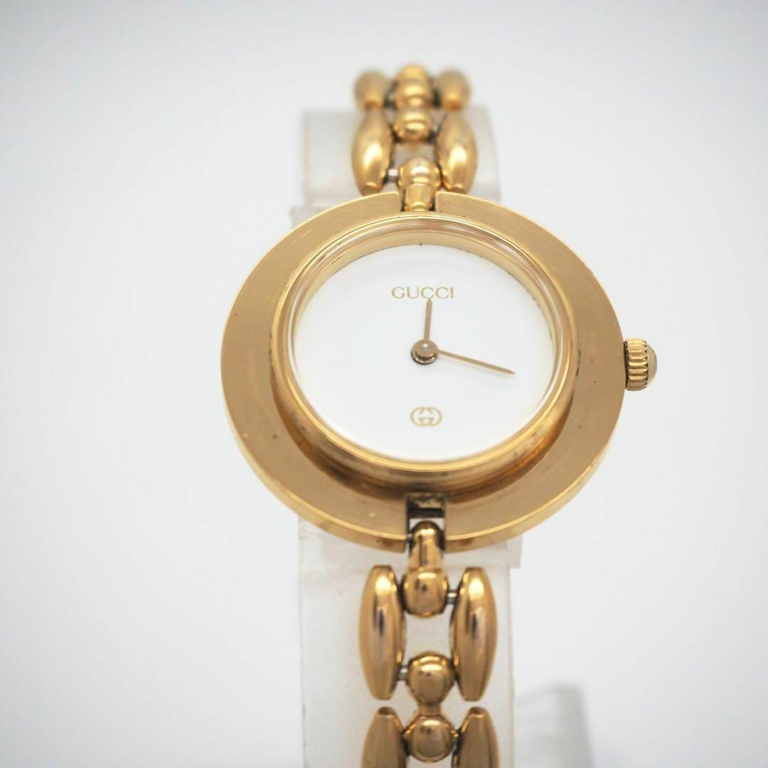 395 GUCCI チェンジベゼル レディース腕時計 ゴールド ホワイト 395 GUCCI チェンジベゼル レディース腕時計 ゴールド ホワイト