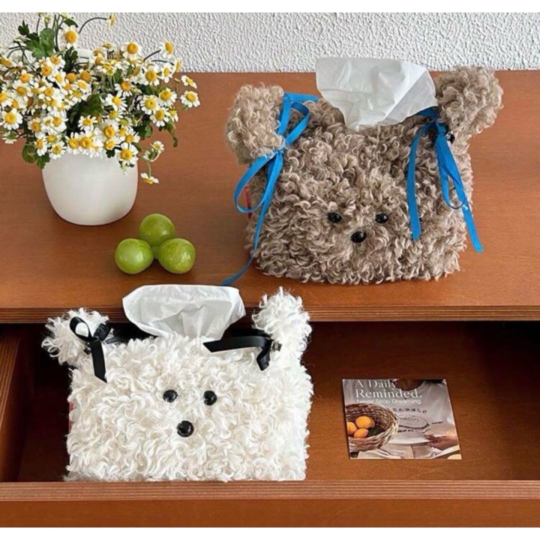 ティッシュケース アルコールティッシュ 犬 ブラウン 新品 かわいい 匿名発送  インテリア/住まい/日用品のインテリア小物(ティッシュボックス)の商品写真