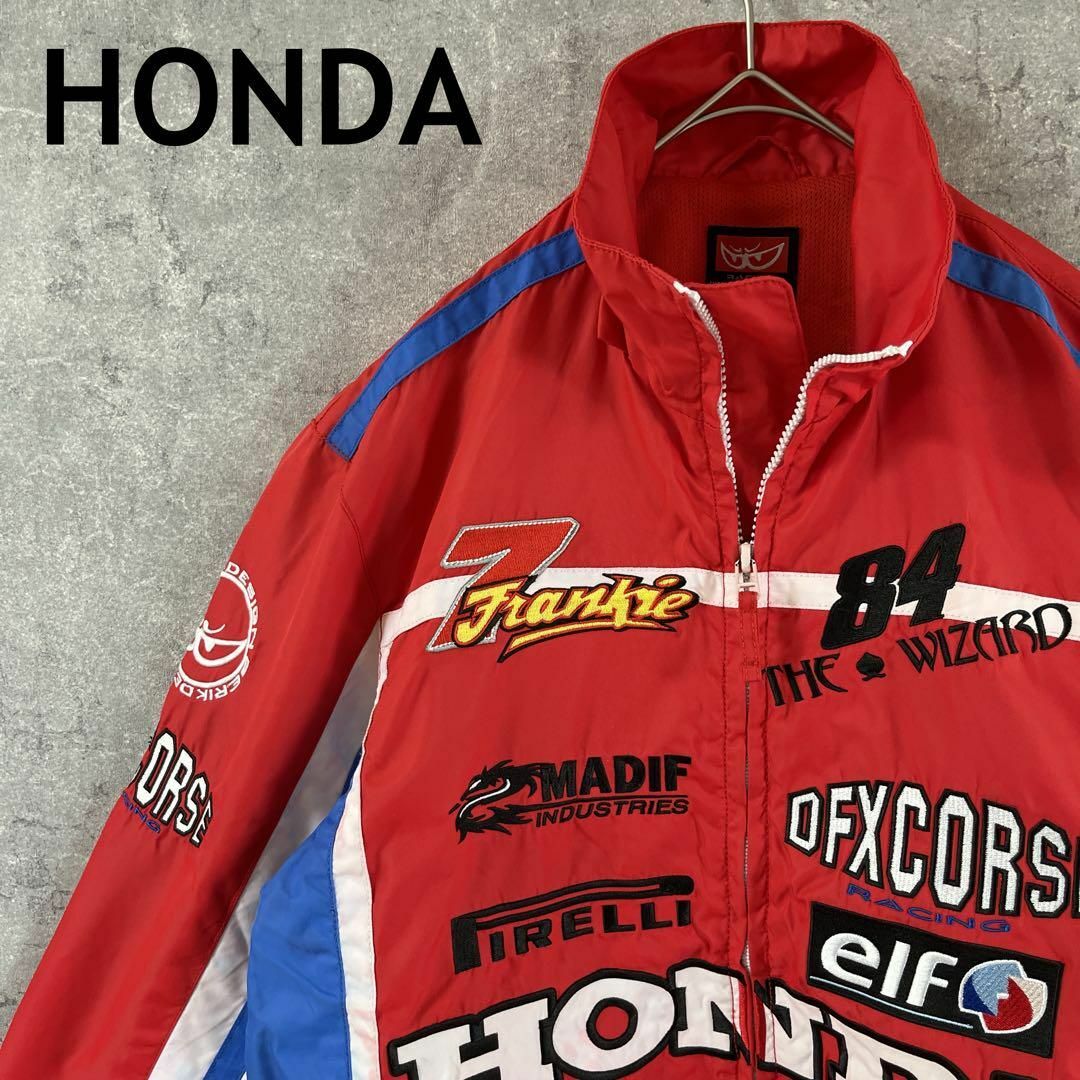 HONDA ナイロンジャケット レーシングブランド刺繍 XSメンズab W1 HONDA ナイロンジャケット レーシングブランド刺繍 XSメンズab W1