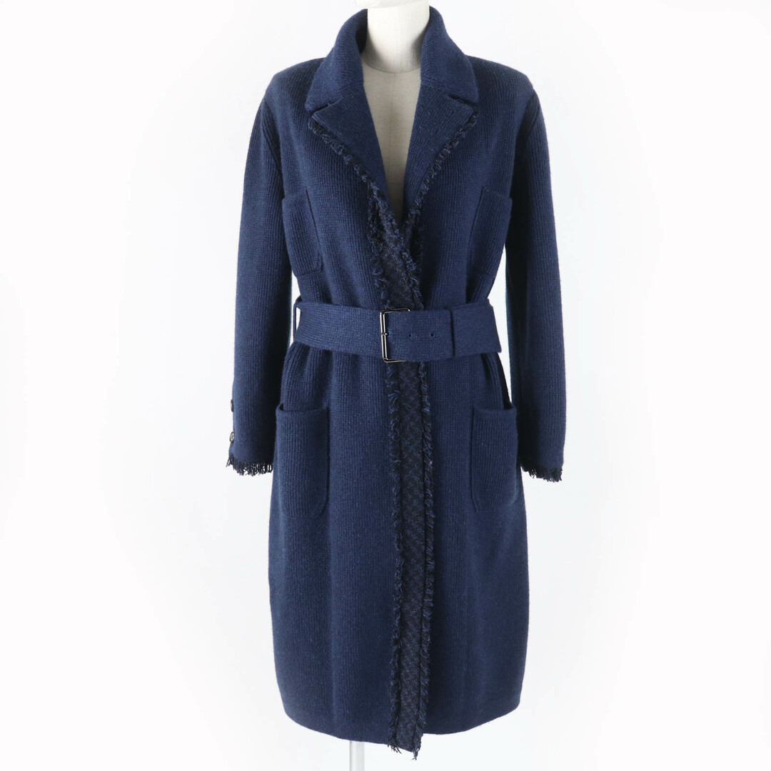 CHANEL - 未使用品☆CHANEL シャネル 17B P57290K07490 カシミヤ100％ GABRIELLE COCO ベルト付 ニット コート ネイビー 40 イタリア製 レディース