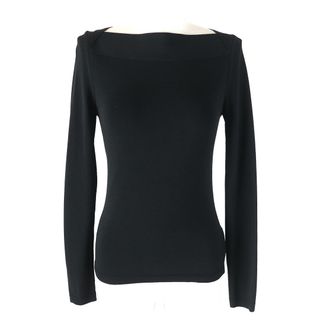バレンティノ(VALENTINO)の極美品△VALENTINO ヴァレンティノ  レース使い 長袖 カットソー ニットソー トップス ブラック S イタリア製 正規品 レディース オススメ◎(カットソー(長袖/七分))