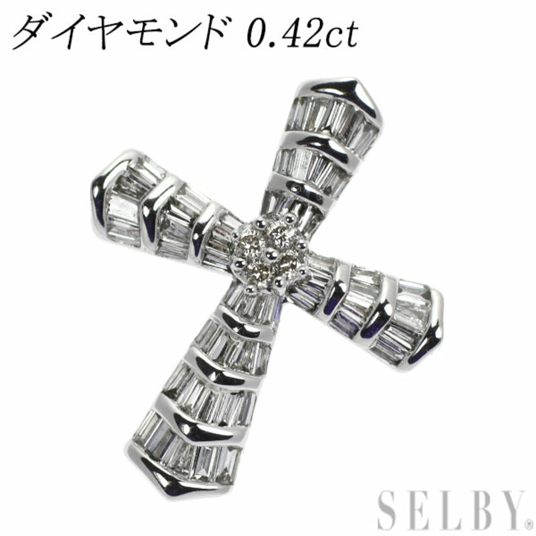 K18WG ダイヤモンド ペンダントトップ 0.42ct クロス K18WG ダイヤモンド ペンダントトップ 0.42ct クロス