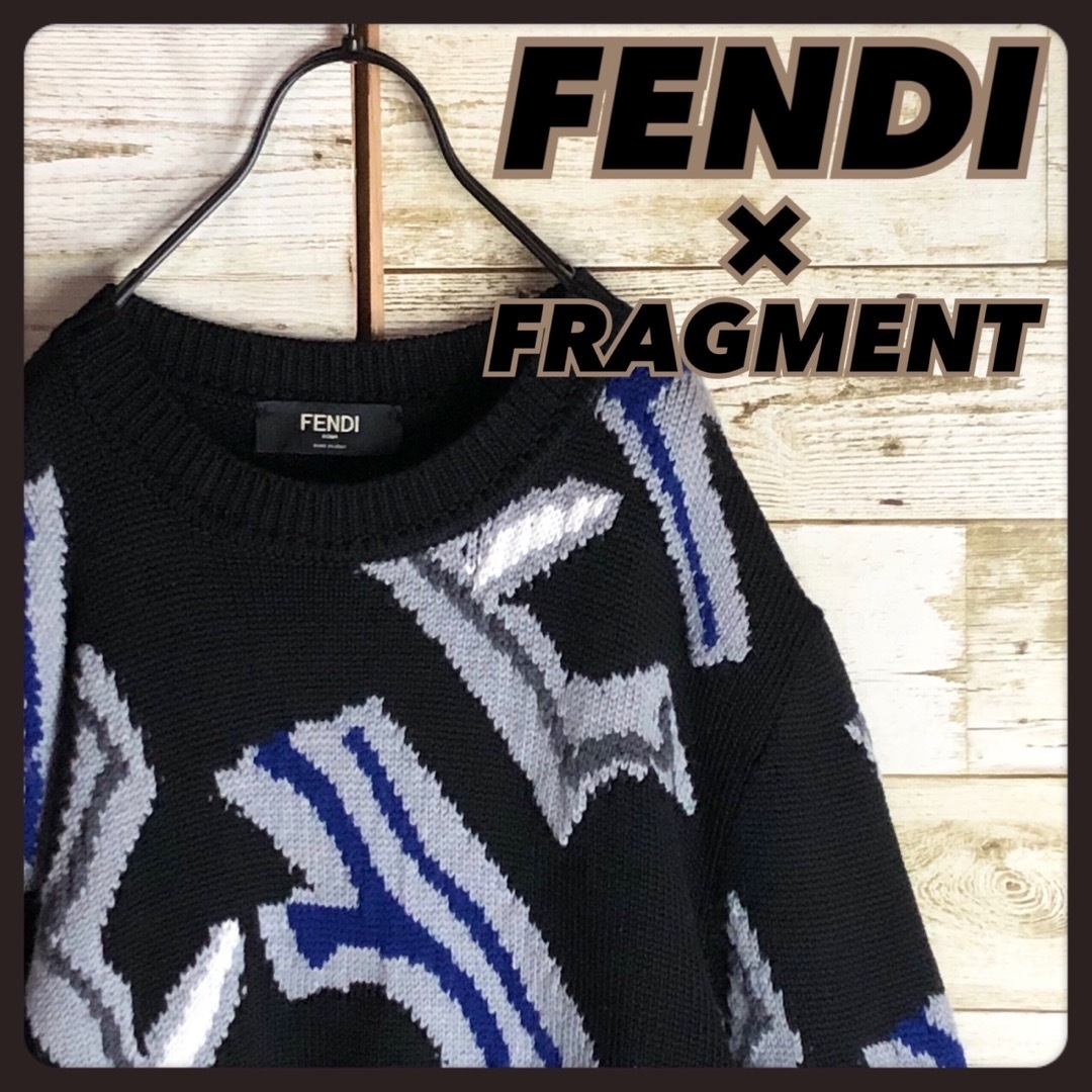 FENDI - FENDI フェンディ フラグメント 希少コラボ ロゴ満載 ニット セーター