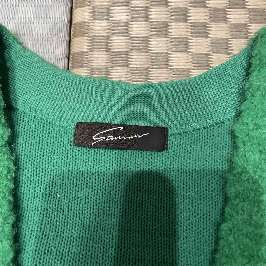 STUNNING LURE ブークレセッケツカーディガン グリーン S STUNNING LURE ブークレセッケツカーディガン グリーン S