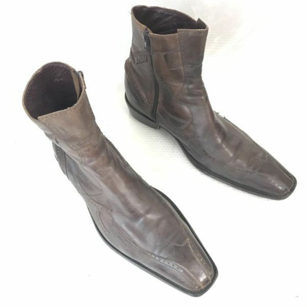 ケンゾー/KENZO★本革/サイドジップ/ショートブーツ【26.0-27.0/茶/BROWN】職人ハンドメイド/オールレザー/T05-1283/Shoes◇bWB71-9  #BUZZBERG | フリマアプリ ラクマ