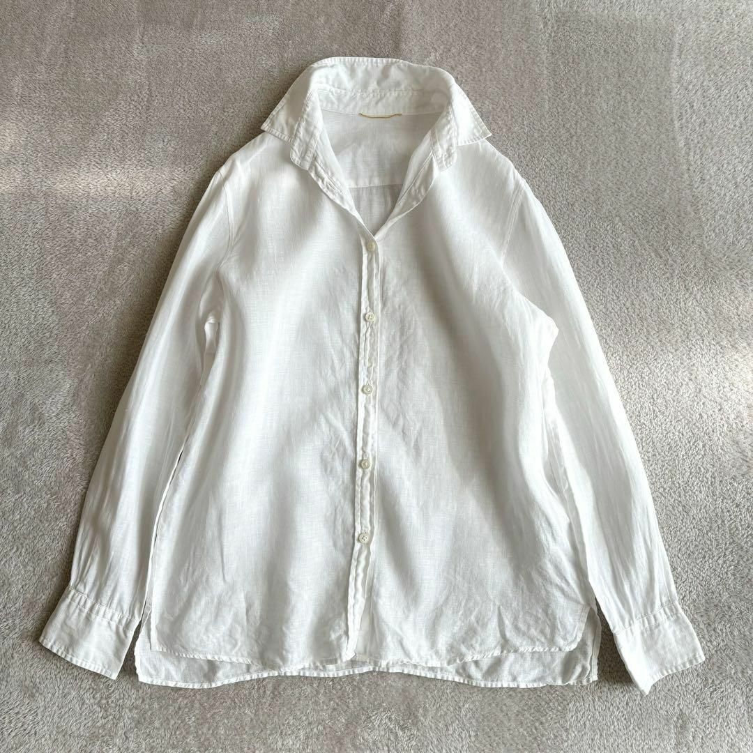 ドゥーズィエムクラス*リネンウォッシュシャツ ブラウス 白 ドゥーズィエムクラス*リネンウォッシュシャツ ブラウス 白