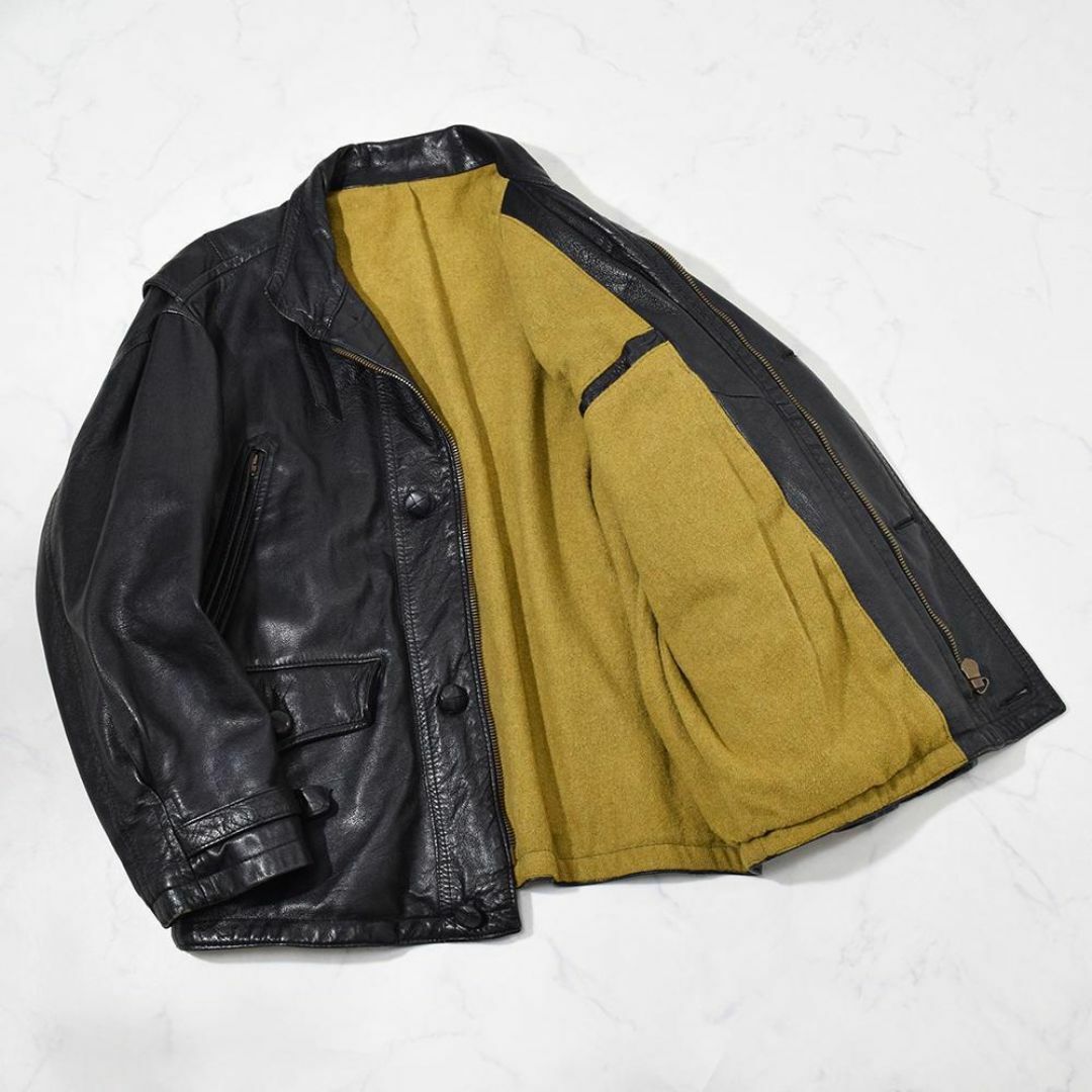 80s vintage フランス製 ヴィンテージ レザーブルゾン 黒 古着 80s vintage フランス製 ヴィンテージ レザーブルゾン 黒 古着