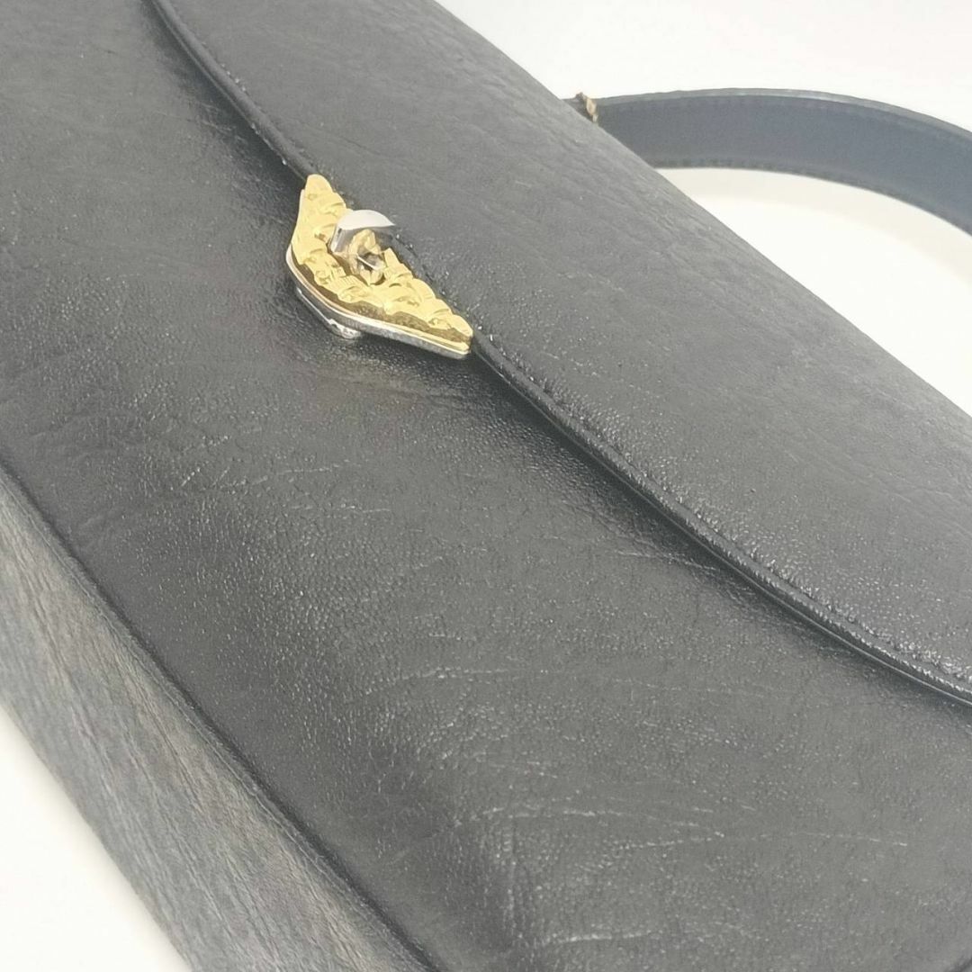 未使用品・JRA】エレファント(象革) ハンドバッグ ブラック 未使用品・JRA】エレファント(象革) ハンドバッグ ブラック