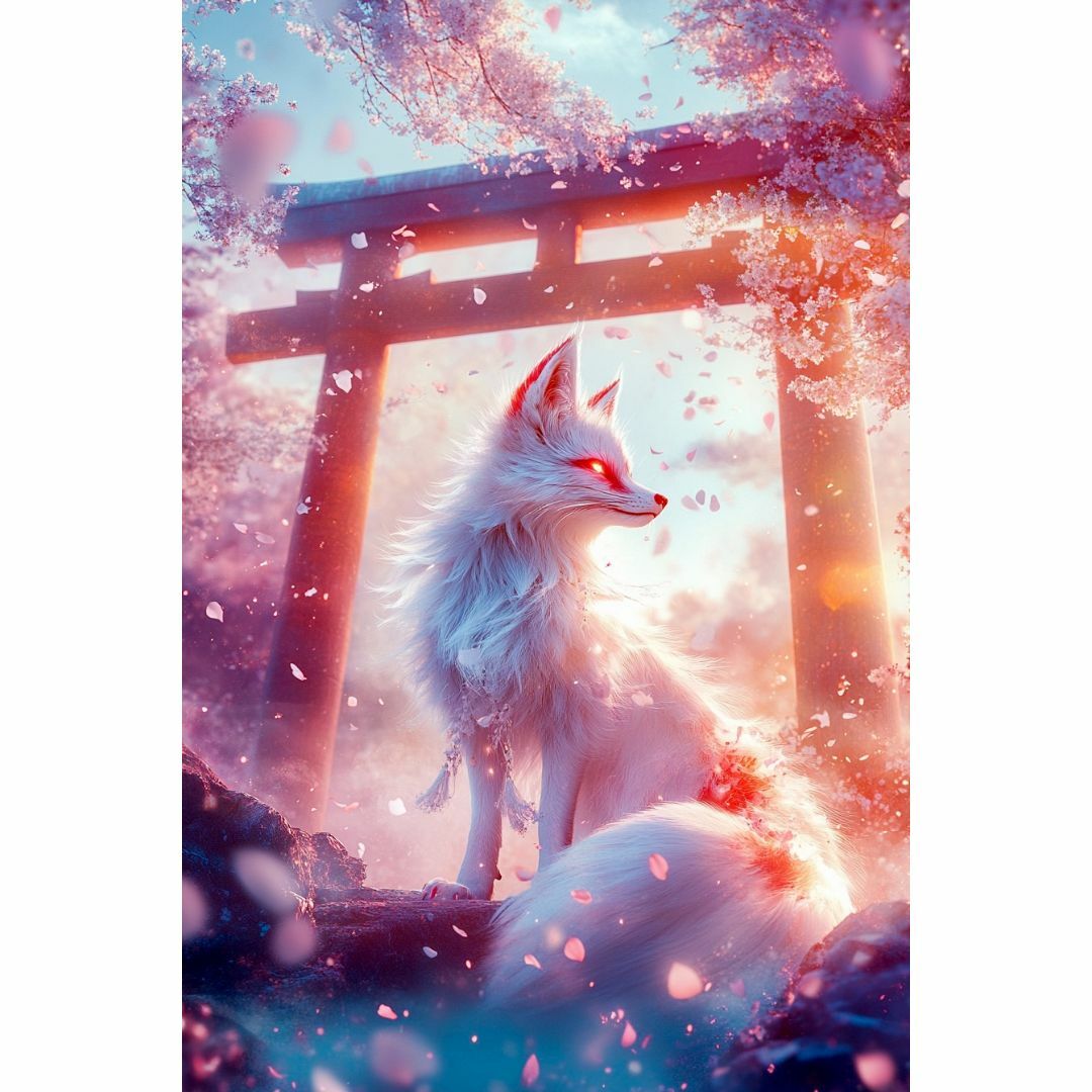 仕事運上昇✨神聖なる狐と鳥居✨No.16【開運•風水•絵画風 仕事運上昇✨神聖なる狐と鳥居✨No.16【開運•風水•絵画風