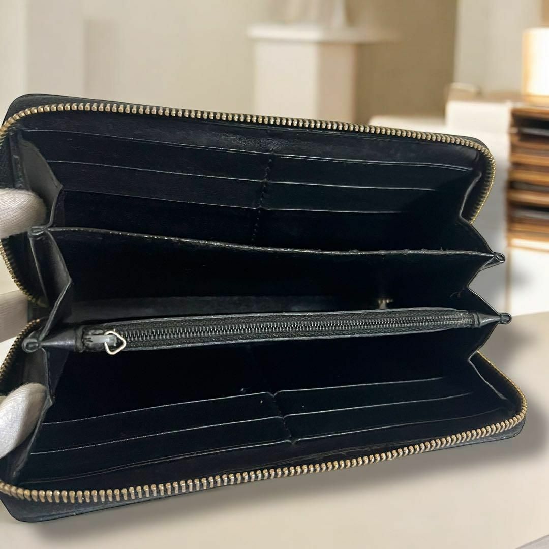 極美品】GUCCI ブラック 長財布 グッチシマ ラウンドファスナー 極美品】GUCCI ブラック 長財布 グッチシマ ラウンドファスナー