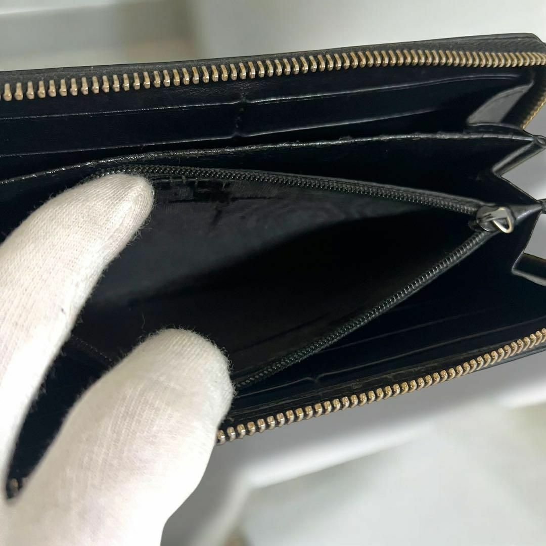 極美品】GUCCI ブラック 長財布 グッチシマ ラウンドファスナー 極美品】GUCCI ブラック 長財布 グッチシマ ラウンドファスナー