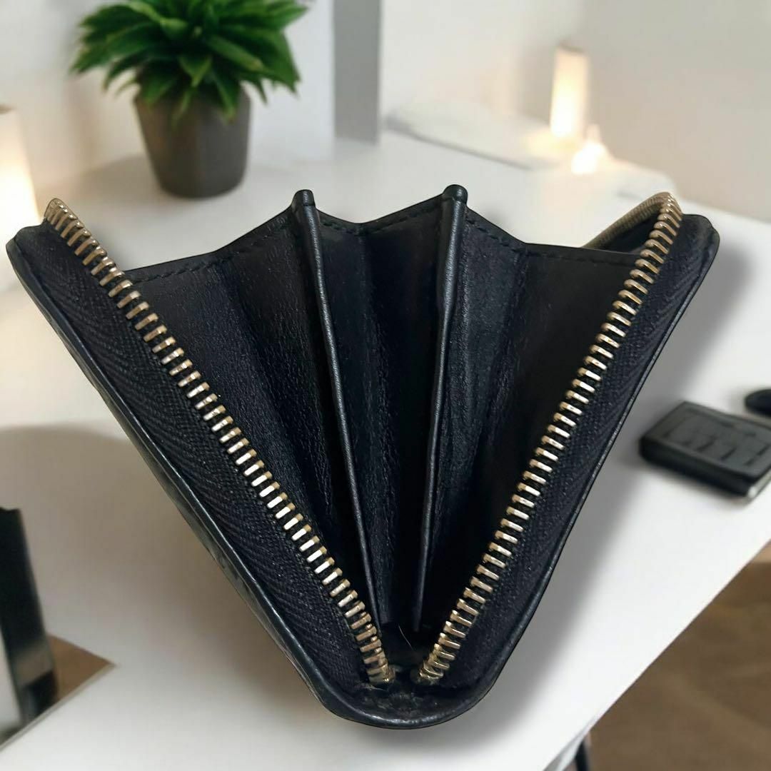 極美品】GUCCI ブラック 長財布 グッチシマ ラウンドファスナー 極美品】GUCCI ブラック 長財布 グッチシマ ラウンドファスナー