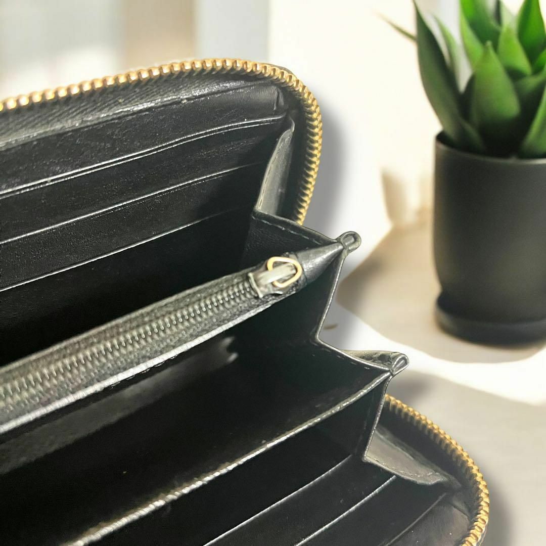 極美品】GUCCI ブラック 長財布 グッチシマ ラウンドファスナー 極美品】GUCCI ブラック 長財布 グッチシマ ラウンドファスナー