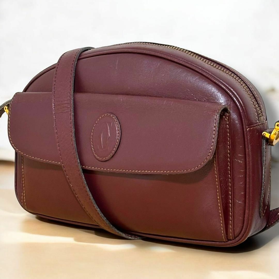 極美品】Cartier ボルドー マストライン ショルダーバッグ 極美品】Cartier ボルドー マストライン ショルダーバッグ