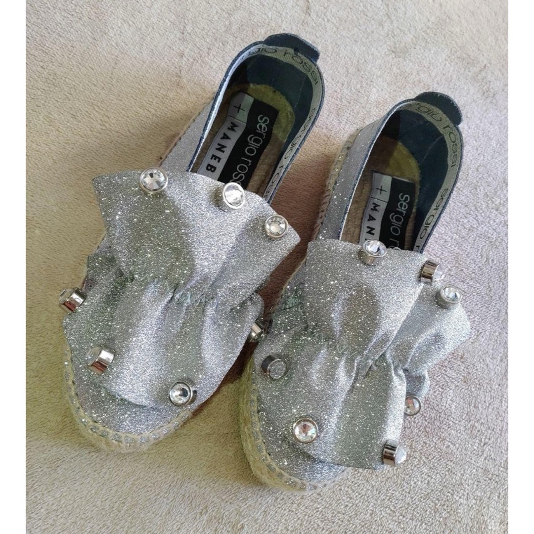Sergio Rossi × Manebiグリッター ウェッジ フラットシューズ Sergio Rossi × Manebiグリッター ウェッジ フラットシューズ