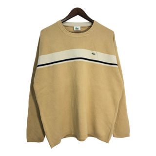スペイン製 LACOSTE ラコステ ラインセーター ベージュ (メンズ 8) 中古 古着 T1697(ニット/セーター)