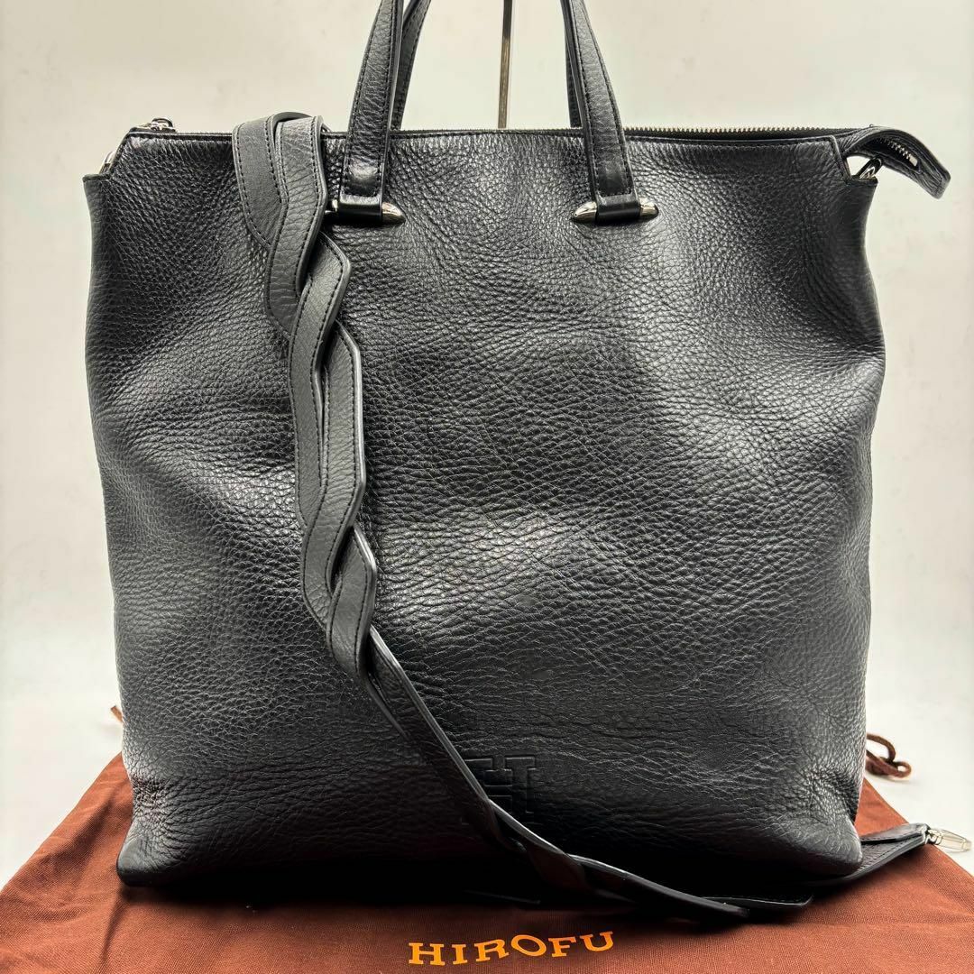 激レア✨ ヒロフ ショルダーバッグ トレッチャ シボ革 2way 黒 激レア✨ ヒロフ ショルダーバッグ トレッチャ シボ革 2way 黒