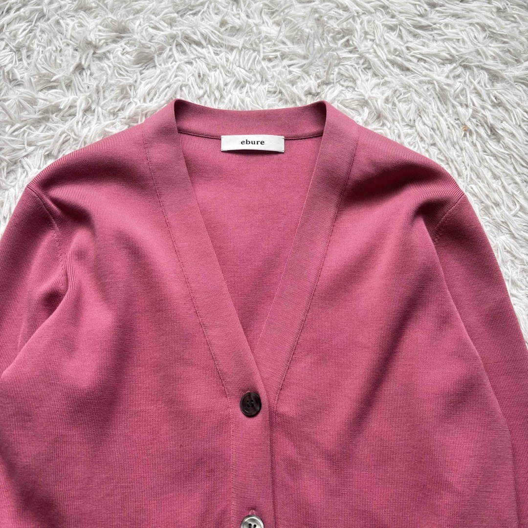美品✨エブール カーディガン 春服 Vネック ピンク 冬服 絹 綿 ニット ebure - 美品✨エブール カーディガン 春服 Vネック ピンク 冬