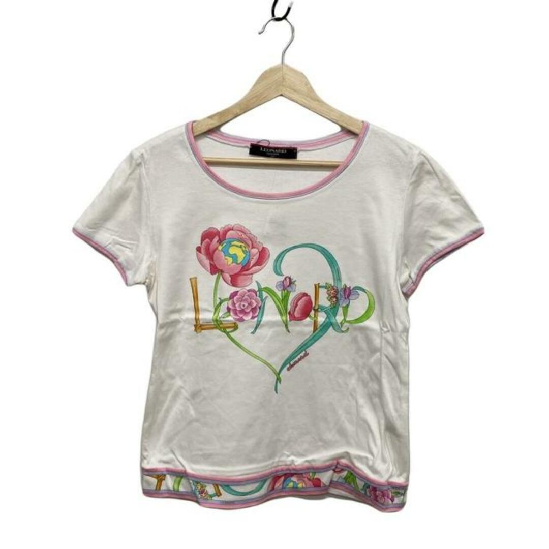 LEONARD(レオナール) 半袖Tシャツ サイズL美品 - 白×ピンク LEONARD(レオナール) 半袖Tシャツ サイズL美品 - 白×ピンク