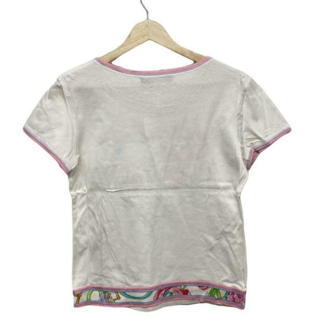 LEONARD(レオナール) 半袖Tシャツ サイズL美品 - 白×ピンク LEONARD(レオナール) 半袖Tシャツ サイズL美品 - 白×ピンク