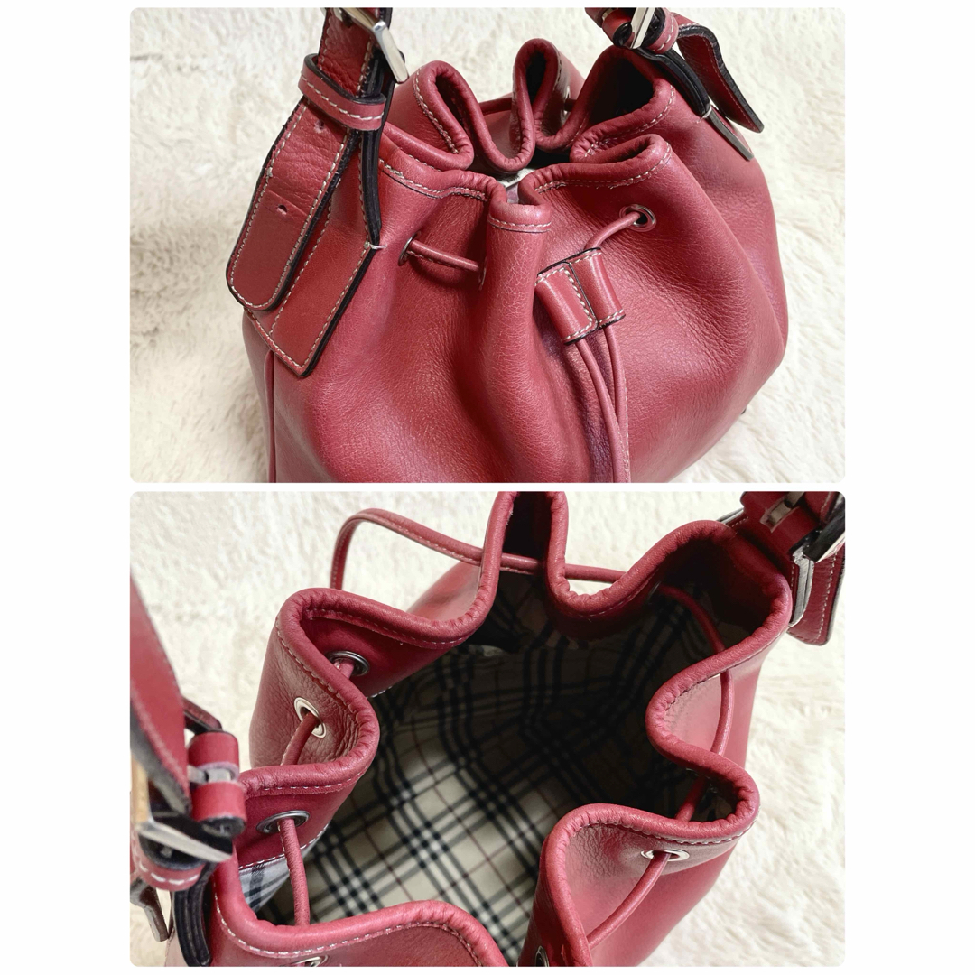 BURBERRY - 希少 BURBERRY タッセル 巾着 レザー ノバチェック BURBERRY - 希少 BURBERRY タッセル 巾着 レザー ノバチェック